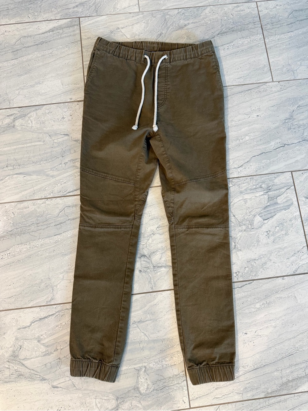 Divided Olive Drawstring Cargo-Style Joggers
